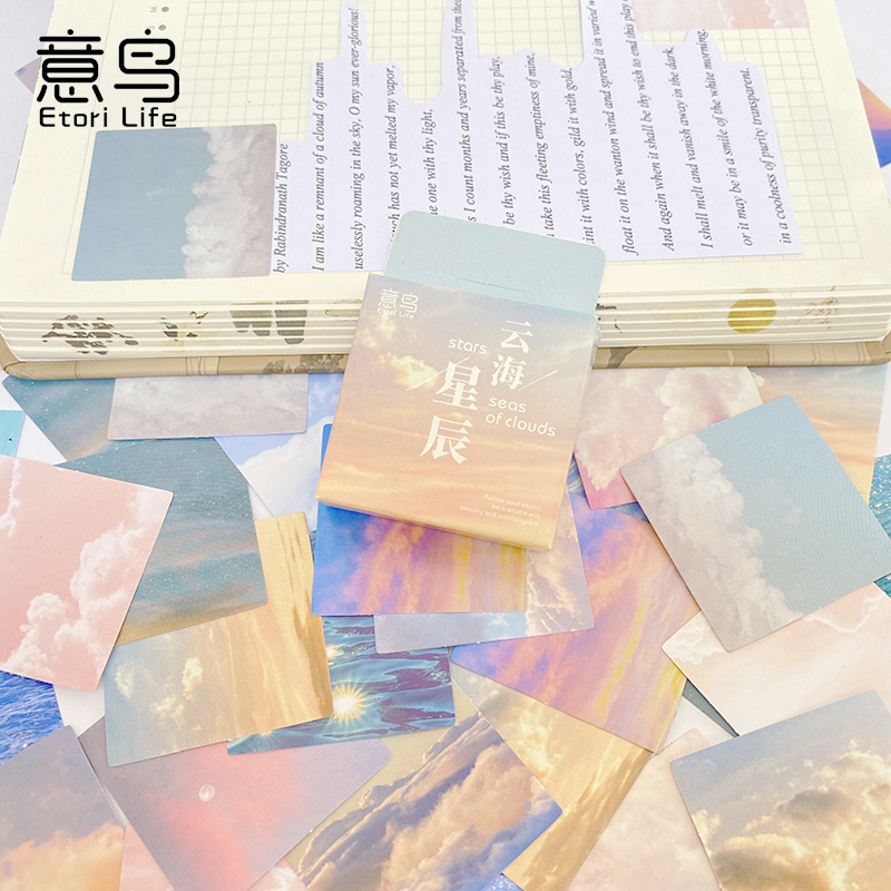 Flowertree Sticker Set 46 nhãn dán trang trí hình sao trời và biển cả dùng trang trí tập sách