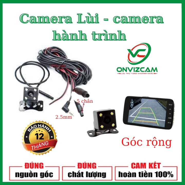 Camera lùi lắp cho camera hành trình, loại 4 led, jack 2.5, 5 chân, dây tín hiệu dài 5m