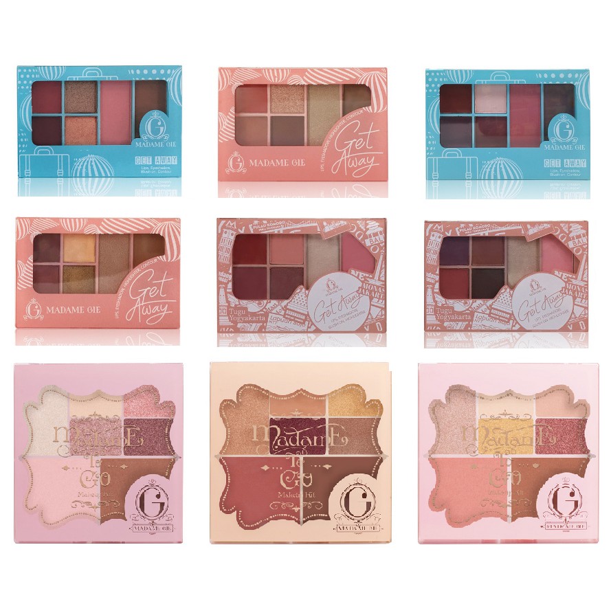 (hàng Mới Về) Bộ Mỹ Phẩm Trang Điểm Nice Madame Gie To Go Getaway Gồm Bảng Phấn Mắt + Phấn Má Hồng + Son Môi