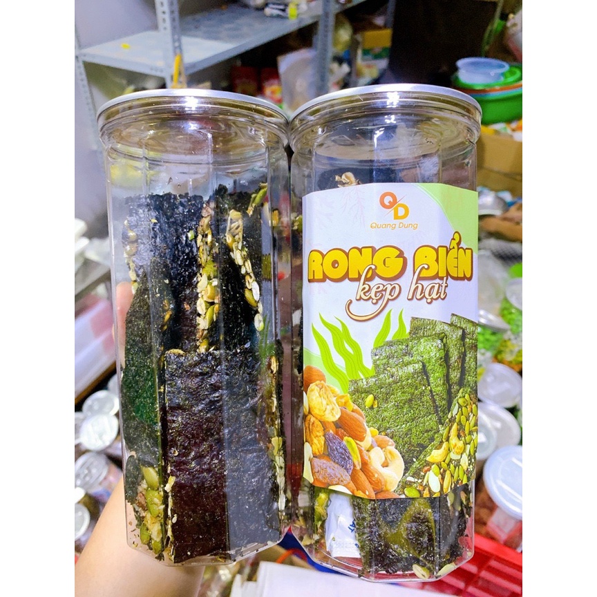 Thanh rong biển kẹp hạt dinh dưỡng giòn ngon 200g, đồ ăn vặt Sài Gòn phù hợp người ăn kiêng healthy giảm cân