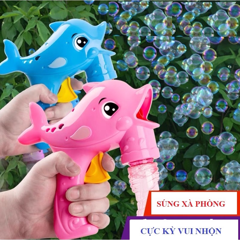 Đồ chơi súng bắn xà phòng hình cá heo không cần dùng pin cho bé