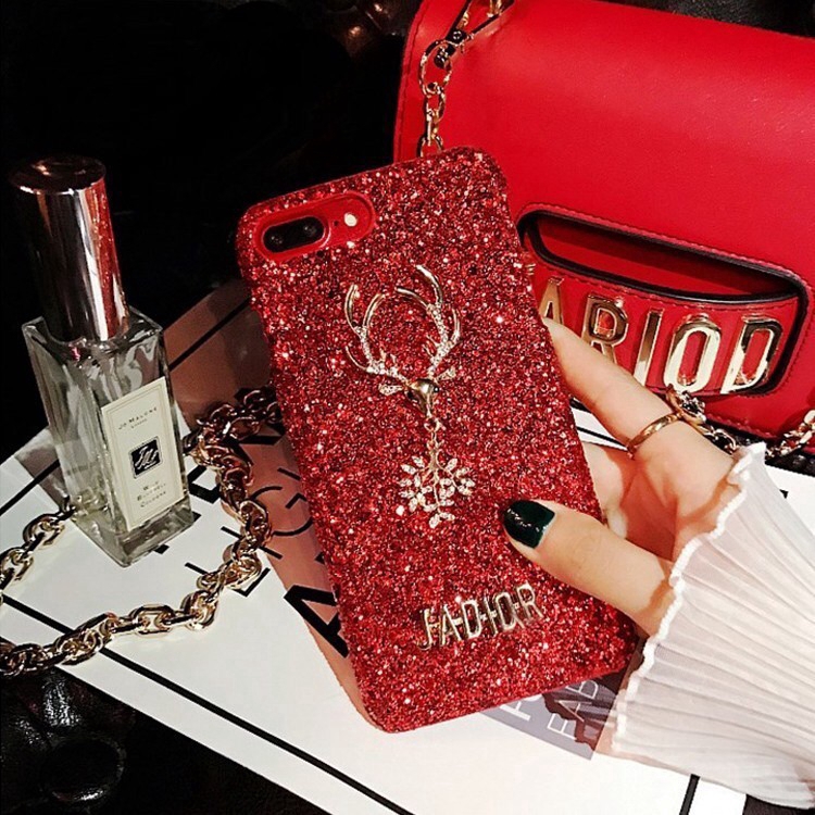 DIY Handmade Phone case Samsung Galaxy A10 A50 A70 M10 M20 A51 A71 A81 A91 A10S A20S A50S A5 A6 A7 A9（2018）A6 plus Christmas elk Glitter Rhinestone diamond Populer girl gift