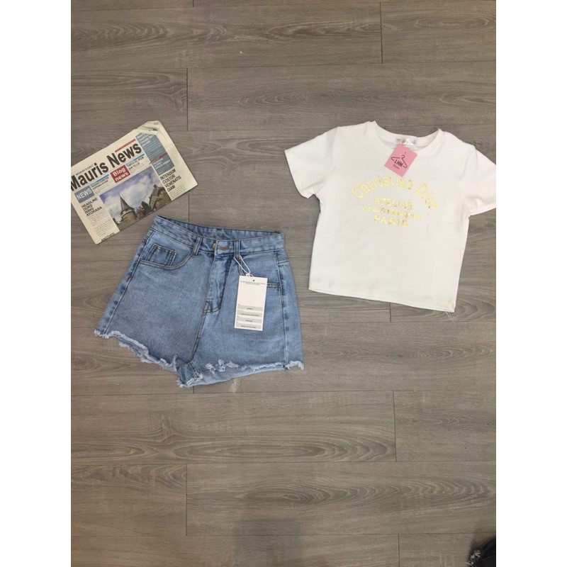 Short jean lưng cao đen , trắng , xanh trơn tua, cuốn hàng chuẩn hịn nhé | BigBuy360 - bigbuy360.vn