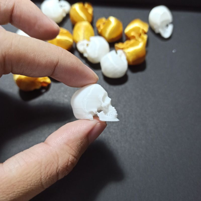 Set 5 Mô hình Đầu lâu tí hon, siêu nhỏ, cao 1.8cm, trang trí kinh dị, sa bàn, chuồng bò sát, halloween