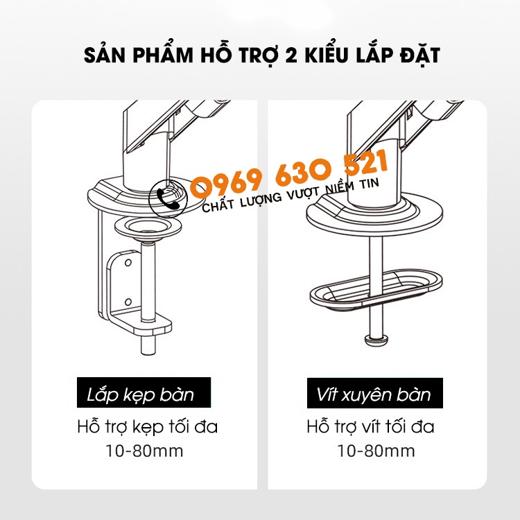 Giá Treo Màn Hình 17 - 30 inch - Smart Monitor M5 - Tải trọng 9Kg - Xoay 360 Độ - Màu Trắng