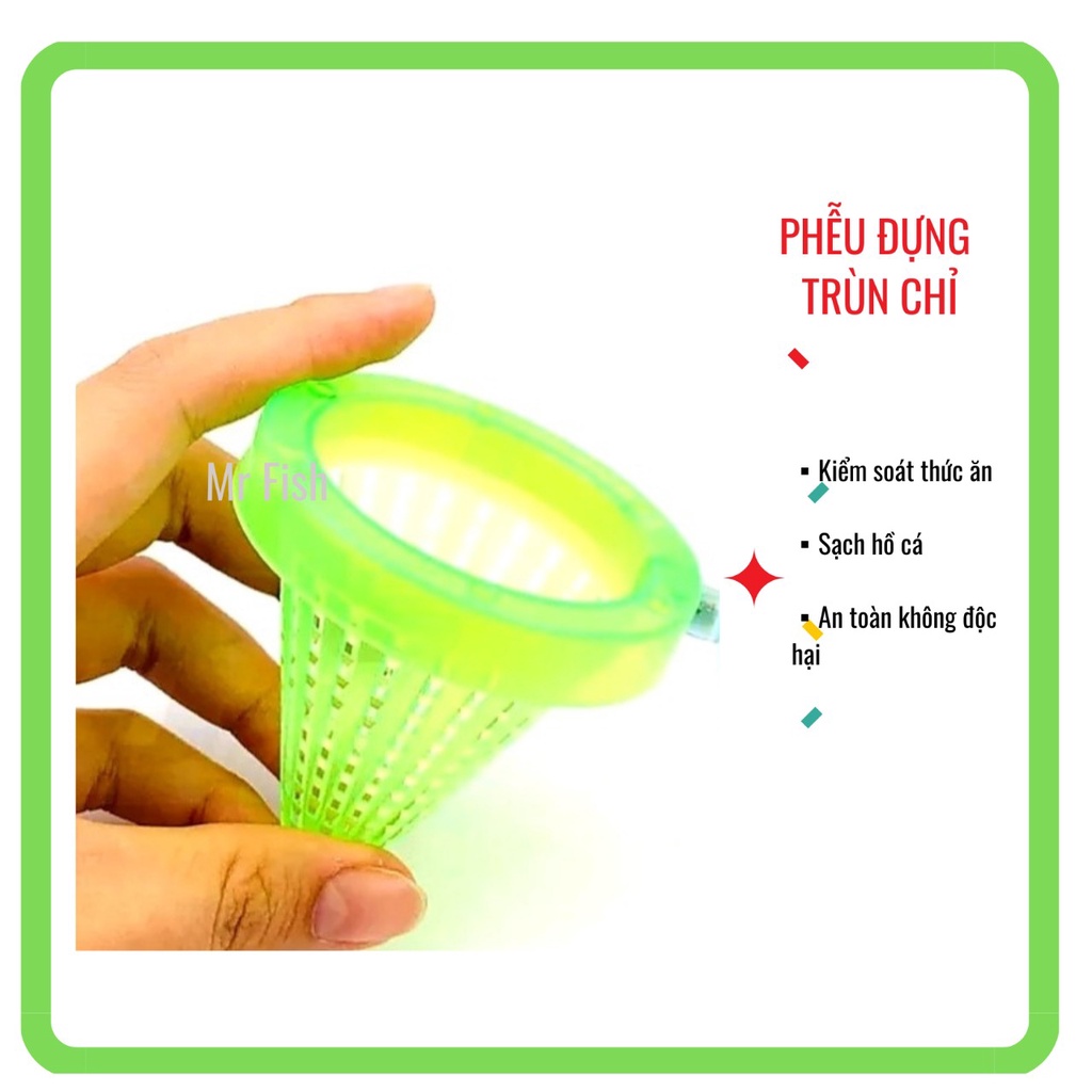 Phễu(rổ) đựng trùn chỉ bằng nhựa cho cá ăn - Mr Fish