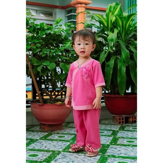 Đồ lam đi chùa cho bé set tim viền