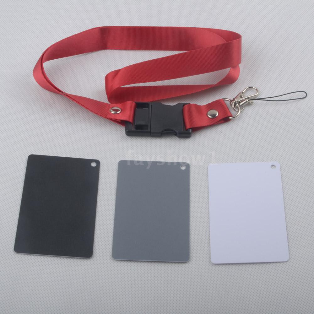 ✨TOP 3 in 1 Pocket-Size Digital White Black Grey Balance Cards 18% Gray Card with Neck Strap for Digital Photography