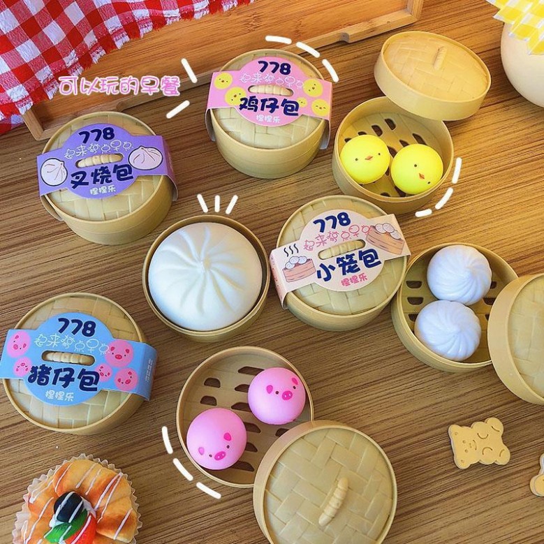 Squishy Mochi dễ thương,mềm bánh bao chân thực mềm mịn giảm stress co dãn đàn hồi ngộ nghĩnh giải tỏa căng thẳng