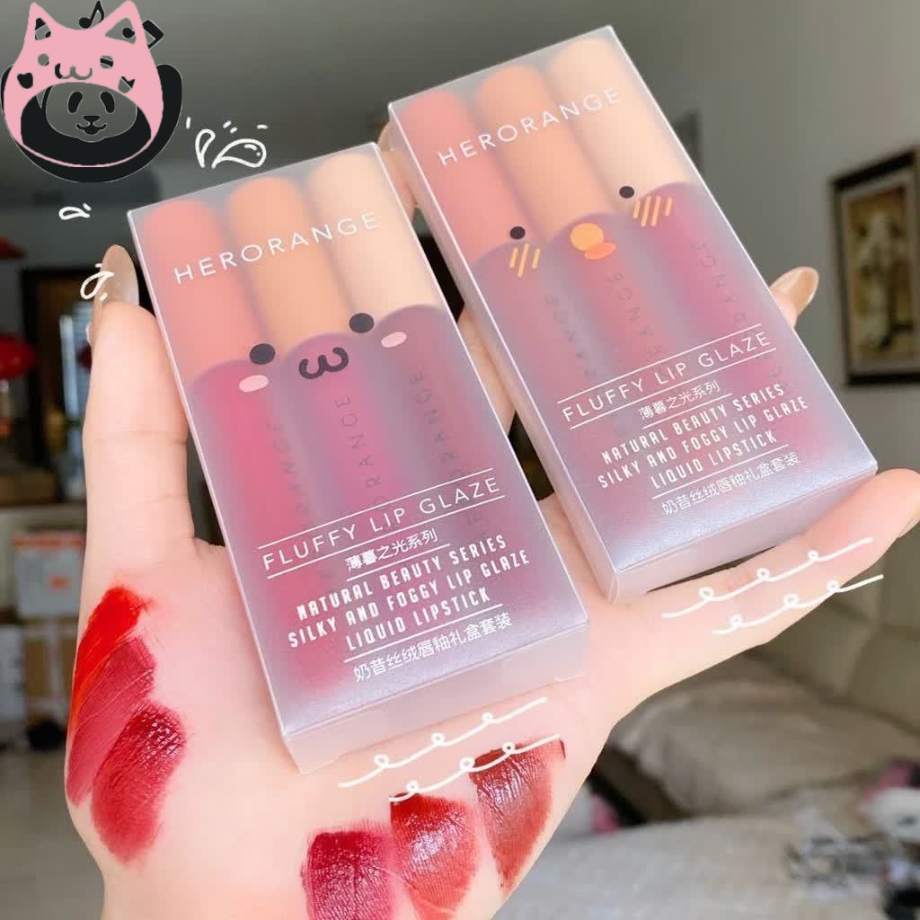 Set Son Môi Màu Nhung Lì Dưỡng Ẩm Lâu Trôi Màu Đỏ Gợi Cảm HGF