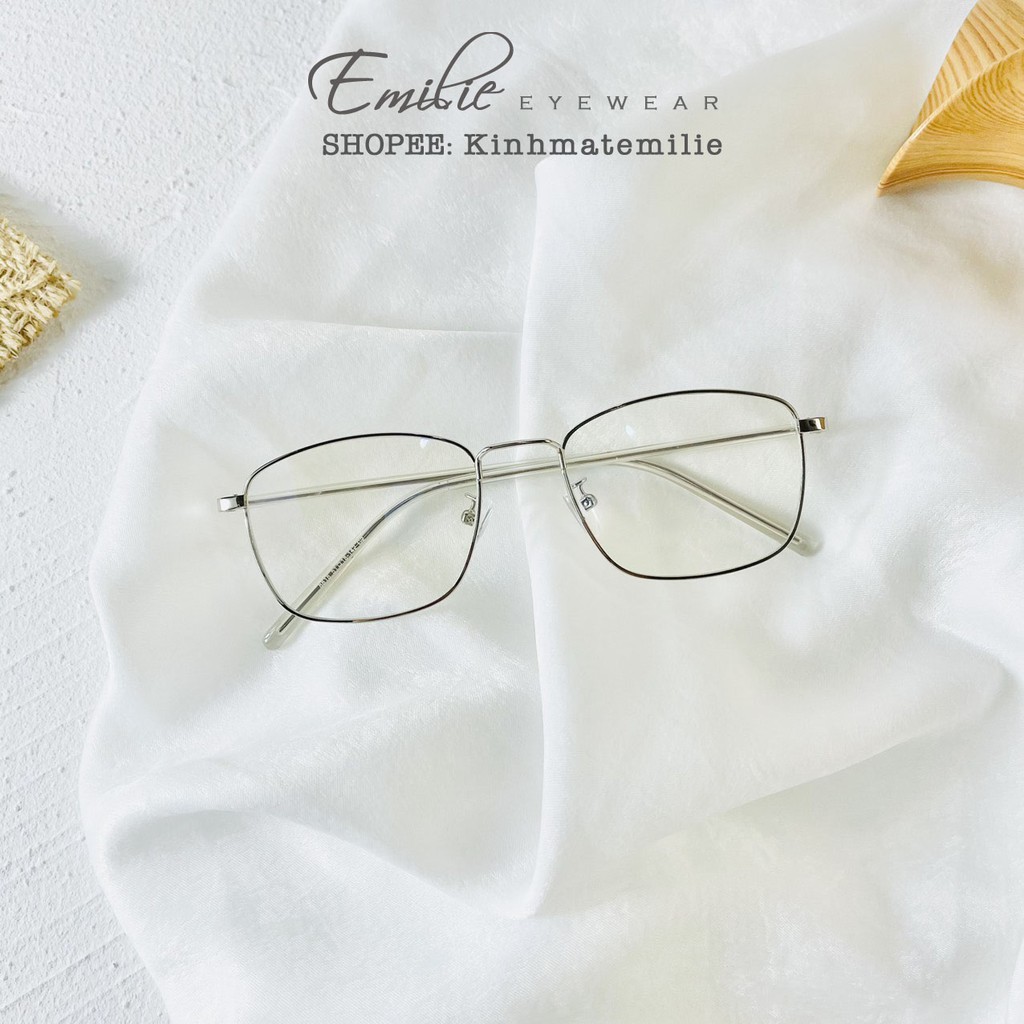 Kính gọng mảnh vuông nam nữ Emilie eyewear chất liệu kim loại phụ kiện thời trang 8818