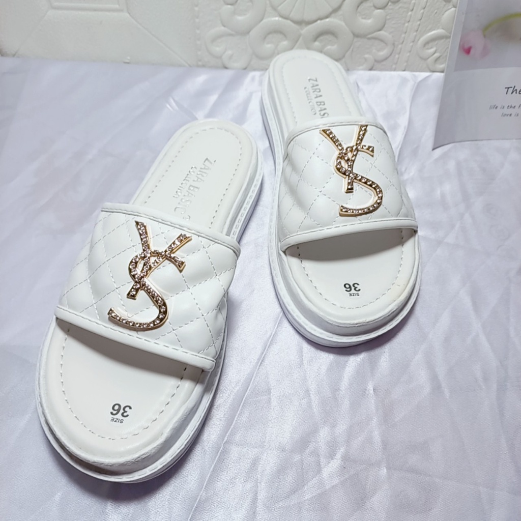 Dép bánh mì quai ngang bản rộng chữ YS đế cao tôn dáng phong cách hàn quốc ulzzang mã DYS MINHTUYETSHOES