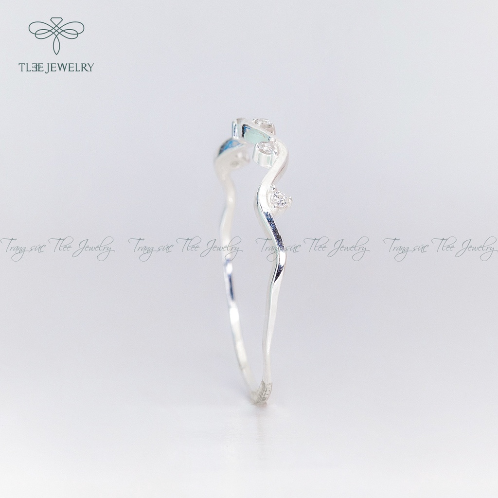 Nhẫn bạc nữ TLEE sóng nạm đá mini xinh xắn NCJ A0175
