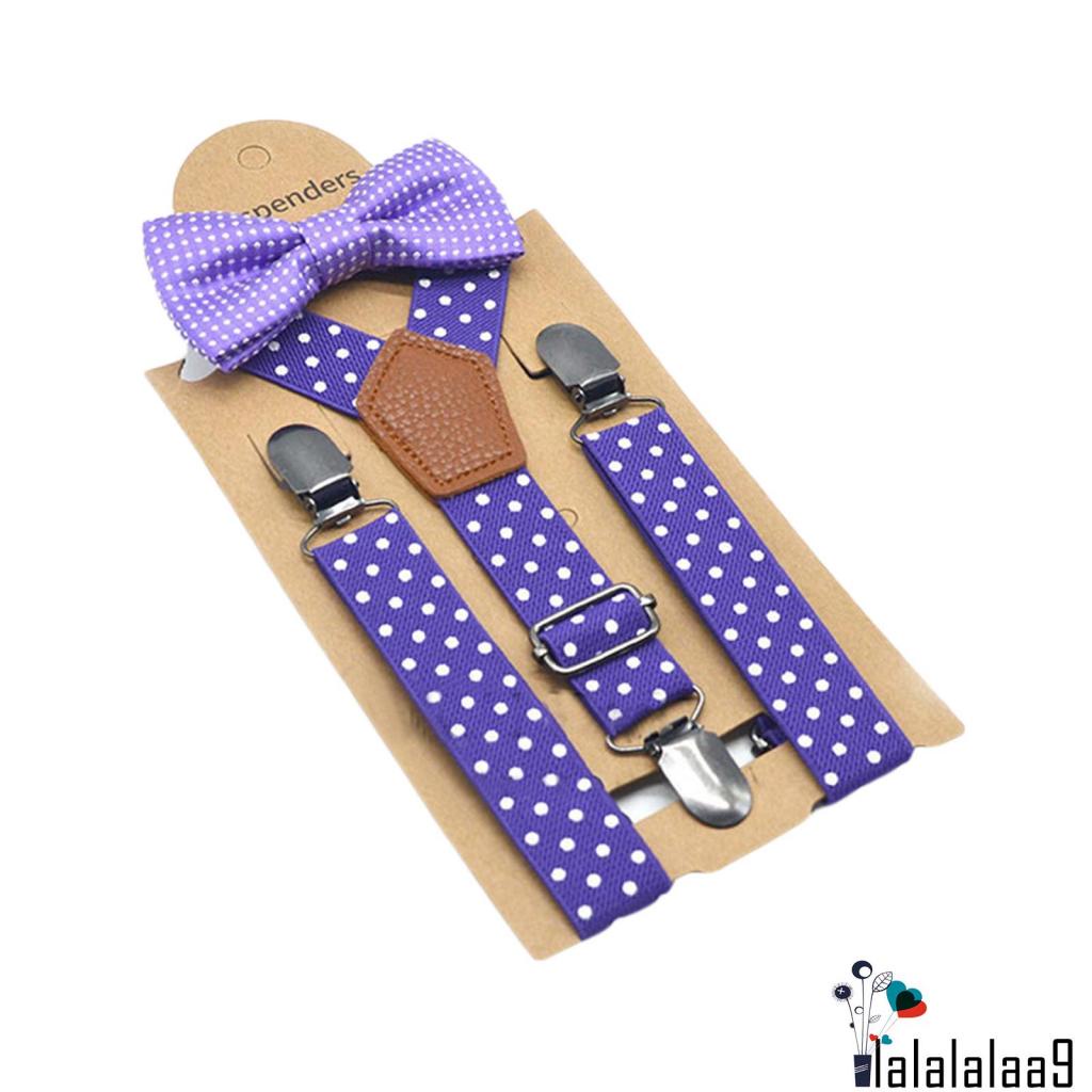 Set Đồ 3 Món Gồm Dây Đai Thắt Nơ Chấm Bi + Dây Đeo + Kẹp Quần Cho Bé Trai