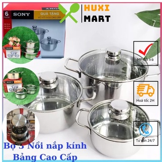 Bộ 3 Nồi Inox SONY- Bộ Nồi Inox Đáy Từ Chống Gỉ Cao Cấp