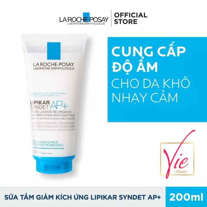 Sửa rửa mặt La Roche Posay Lipikar - La Roche Posay Lipikar Syndet AP+ làm sạch da, cung cấp độ ẩm, làm dịu và bảo 200ml