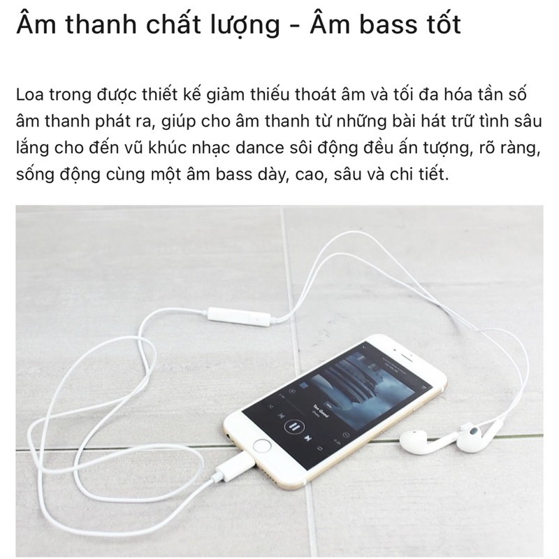 Tai nghe iPhone, iPad, iPod Earpods with Lightning Connector - Chính hãng Model MMTN2ZA/A