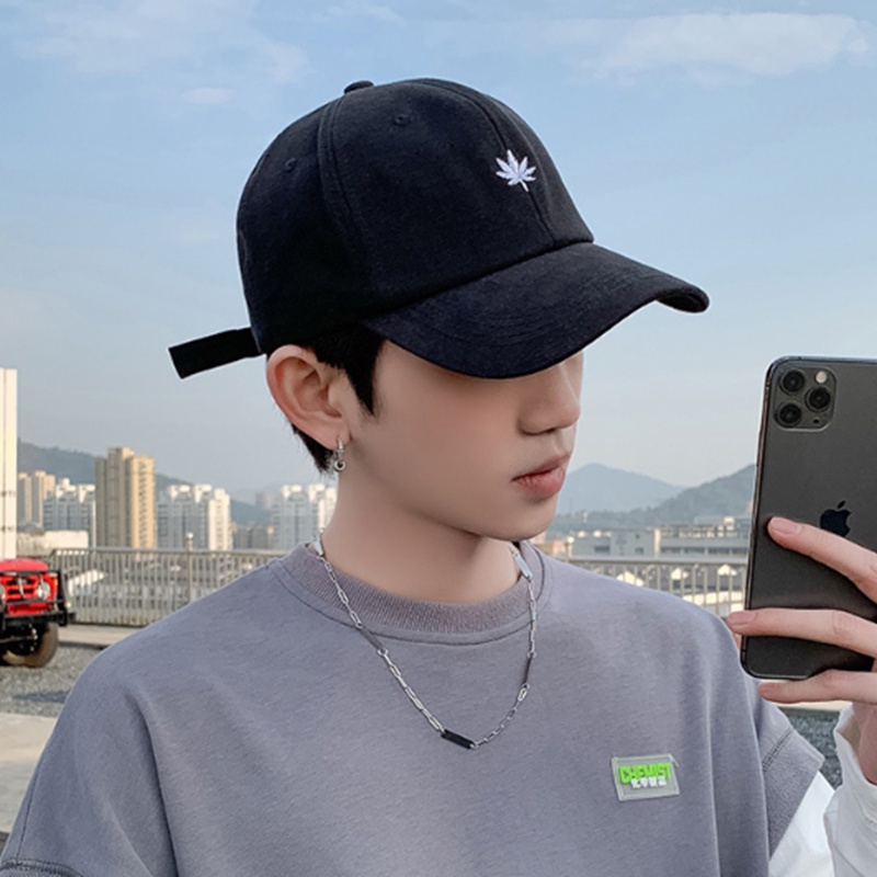 Mũ lưỡi trai nam nữ đẹp thêu hình họa tiết lá phong nhiều màu phong cách thời trang cá tính năng động