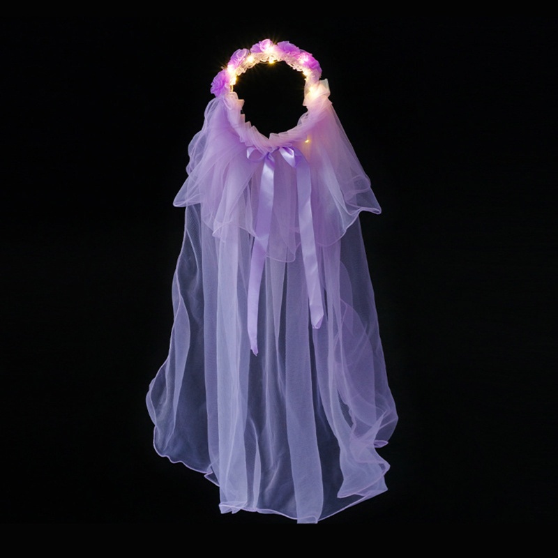 Mạng Che Mặt Đèn Led Hình Hoa Cho Cô Dâu