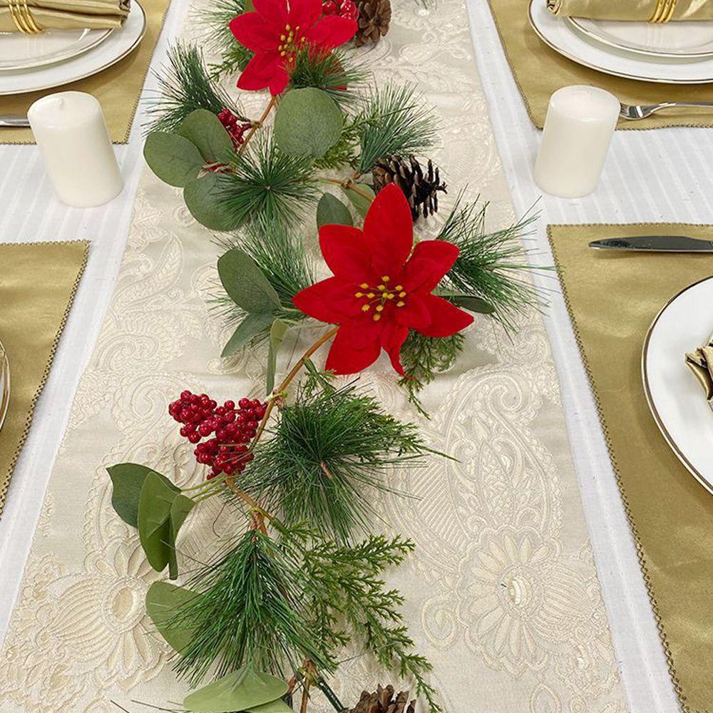 Dây Lá Bạch Đàn Nhân Tạo Màu Đỏ Dùng Trang Trí Phông Nền Lễ Tạ Ơn / Tiệc Cưới / Giáng Sinh