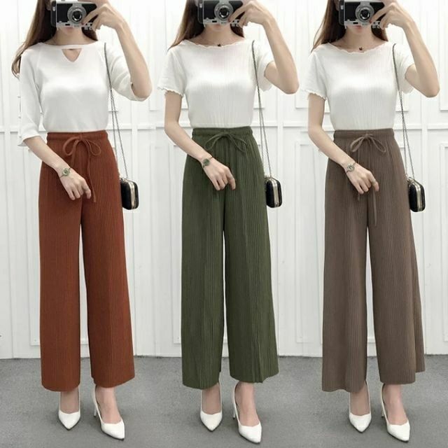Quần ống rộng xếp li
