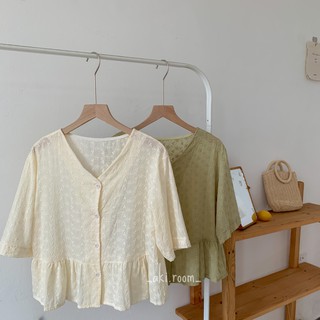 Áo thêu hoa dáng peplum tay lửng