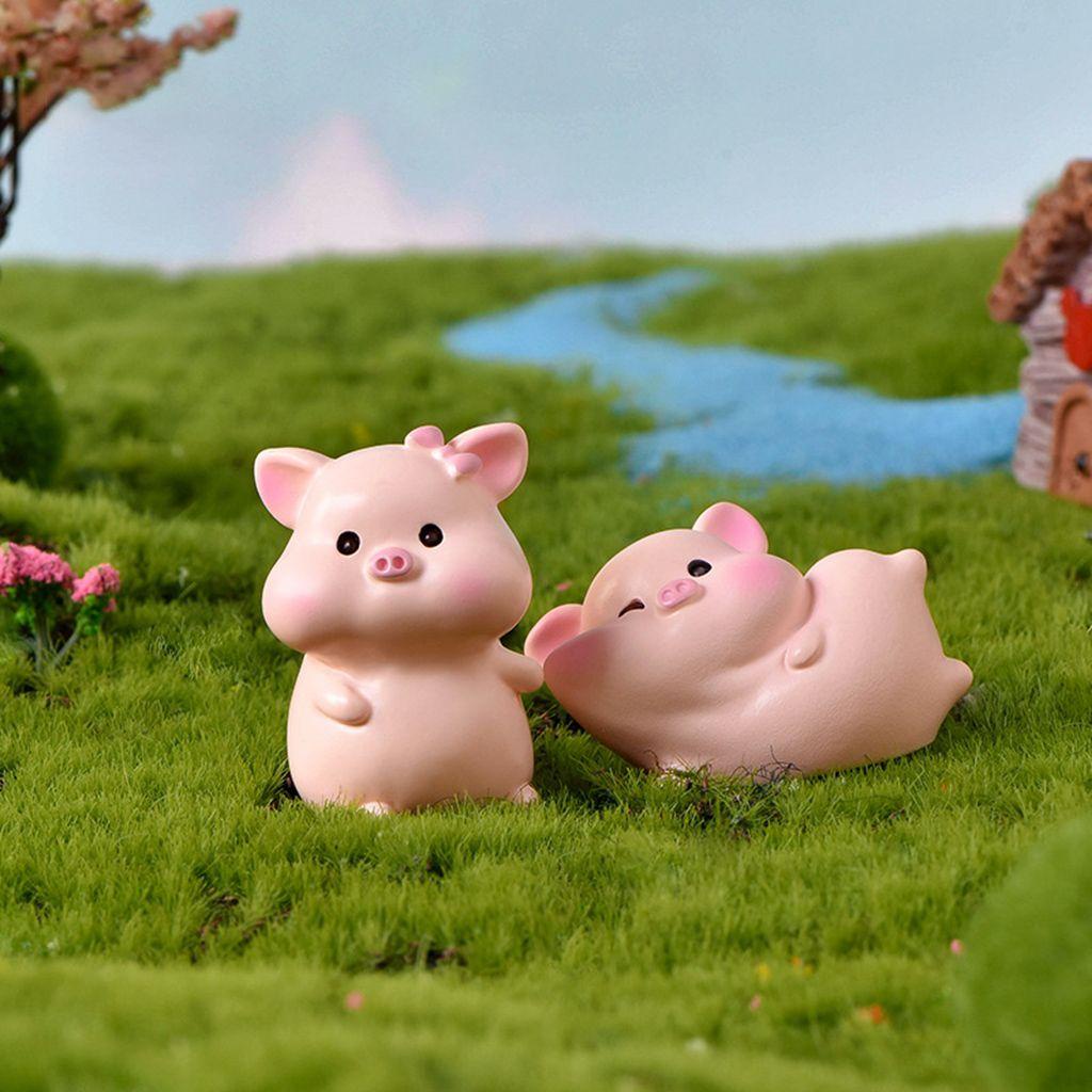 1 Mô Hình Heo Hồng Mini Bằng Nhựa Resin Dễ Thương Trang Trí Bánh Kem