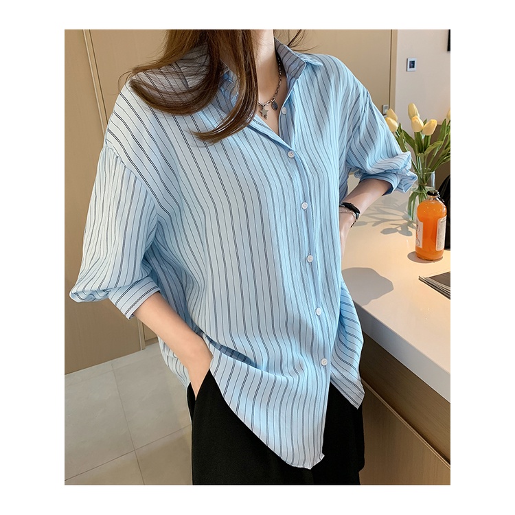 Áo Sơ Mi Nữ Dáng Rộng Họa Tiết Sọc Kiểu Dáng Mới