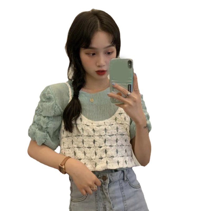 Áo Croptop Dệt Kim Không Tay Họa Tiết Sọc Caro Phong Cách Boho Thời Trang Cho Nữ