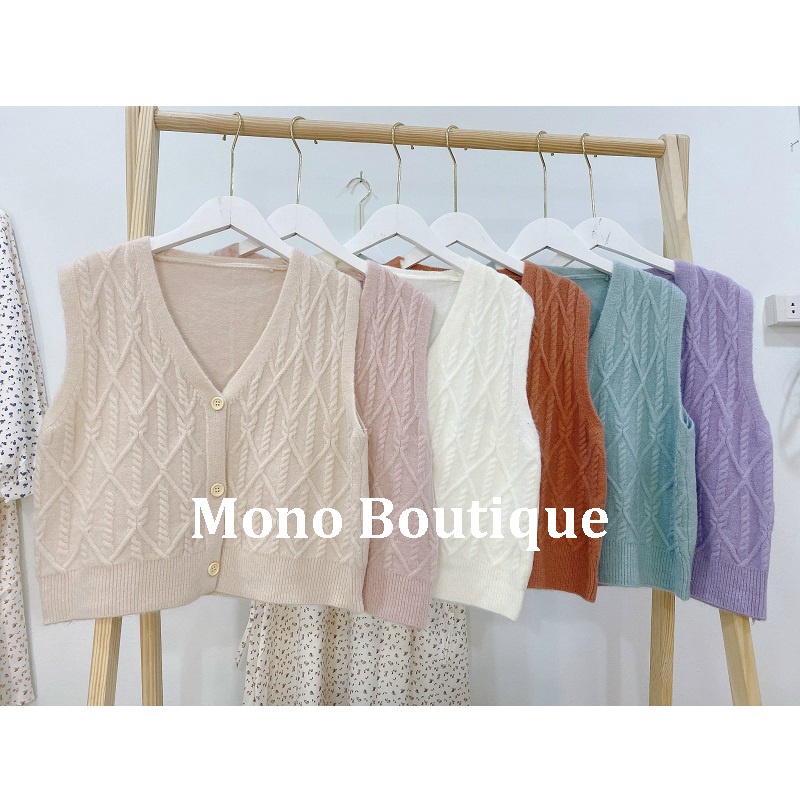 Áo Len Gile Nữ Cổ Tim Ulzzang Hàn Quốc - Áo Len Gile Dáng Ngắn Form Basic Thời Trang Ulzzang -  Mono Boutique