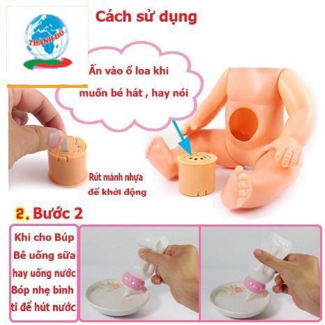 Đồ chơi búp bê bé gái dùng pin khóc cười , uống sữa