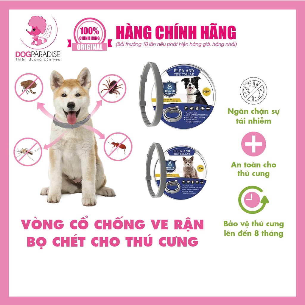 Vòng cổ chống ve rận bọ chét cho chó mèo Flea &amp; Tick Collar - Dog Paradise