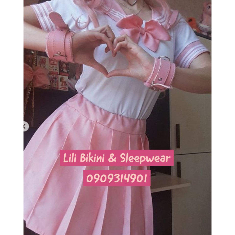 Cosplay nữ sinh Nhật Bản, bộ đồng phục học sinh màu hồng ngọt ngào