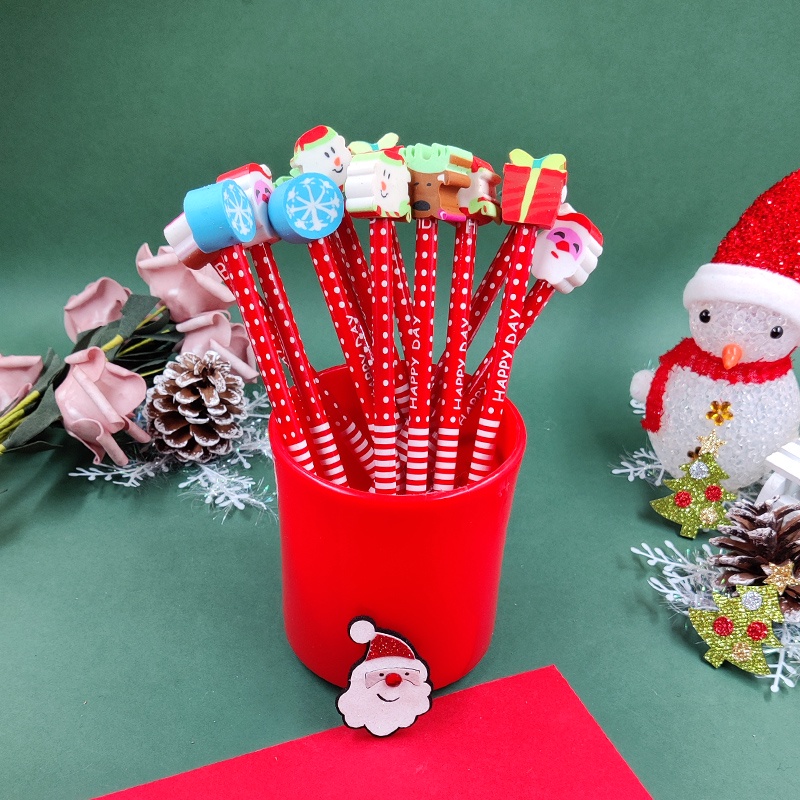 Bút chì kèm tẩy noel làm quà tặng giáng sinh