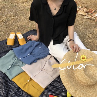 (ORDER) Áo sơ mi voan cộc tay cổ pijama form rộng