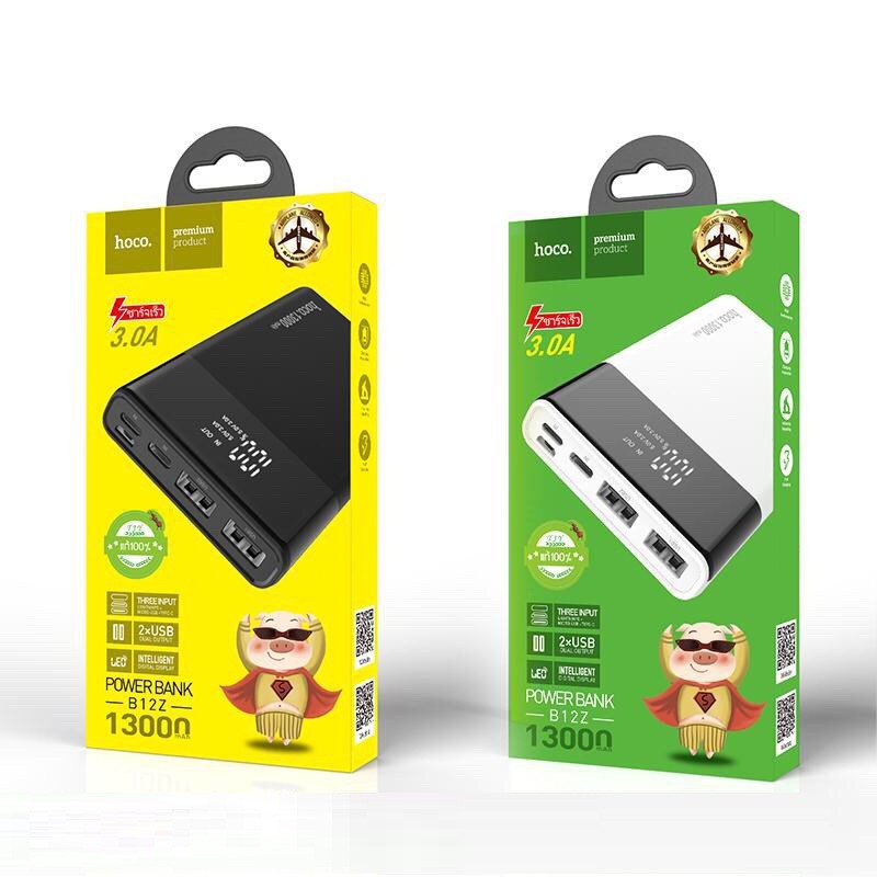 Pin sạc dự phòng Hoco B12Z dung lượng 13000mAh vật liệu chống cháy ABS + PC tích hợp màn hình LCD hiển thị pin