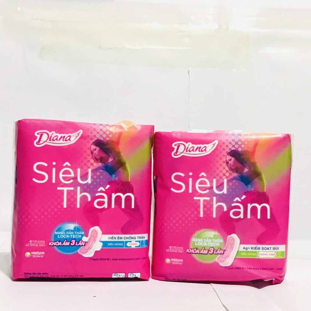 Băng vệ sinh Diana siêu thấm siêu mỏng cánh 8 miếng/gói