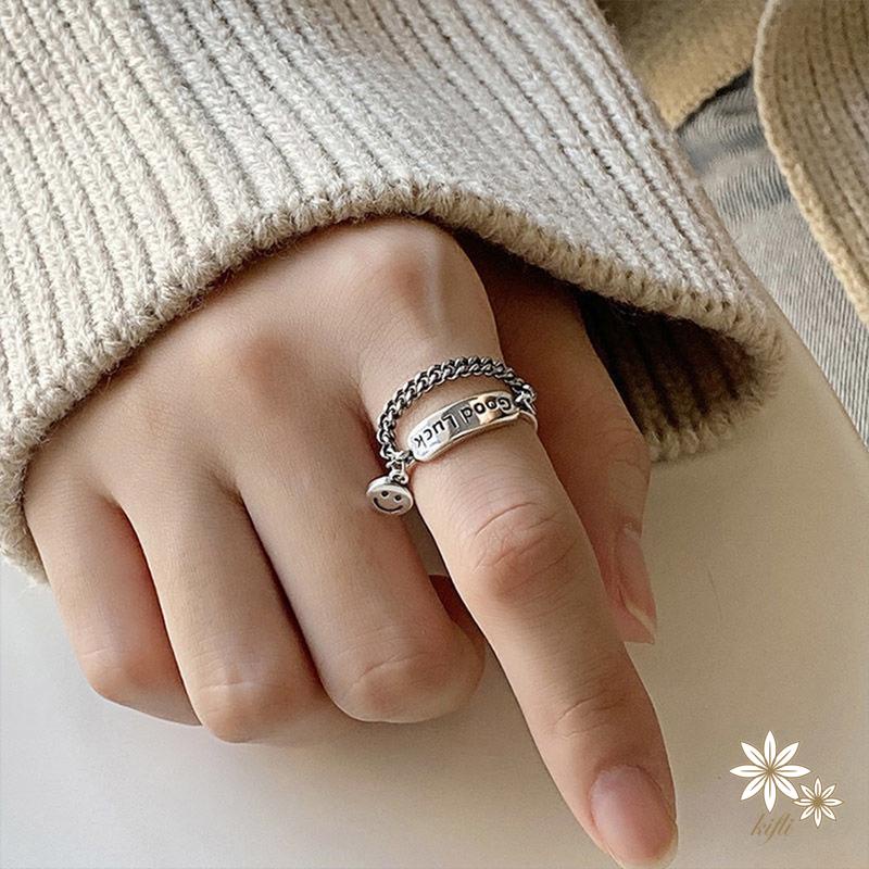 Bộ Nhẫn Cặp Đôi Hình Mặt Cười Có Thể Điều Chỉnh