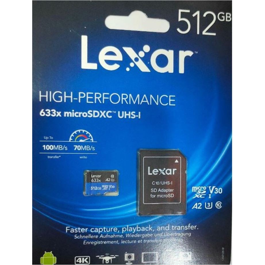 Thẻ nhớ MicroSD Lexar 512GB XC 1 U3 - A2 - 633x | BigBuy360 - bigbuy360.vn
