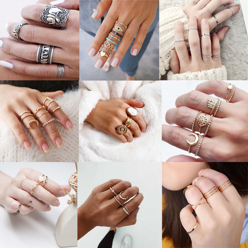 Nhẫn đeo tay họa tiết hình học cá tinh dành cho nữ