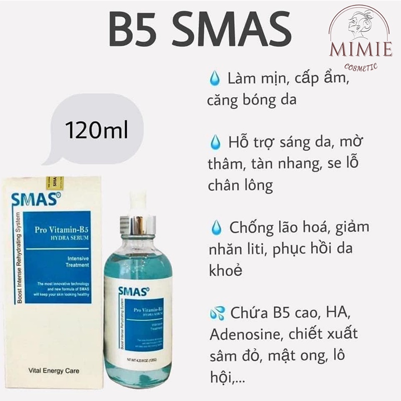 [CHÍNH HÃNG] SERUM B5 SMAS CẤP ẨM, PHỤC HỒI DA, SÁNG DA, CHỐNG LÃO HÓA - SMAS PRO VITAMIN B5 HYDRA SERUM 120ML