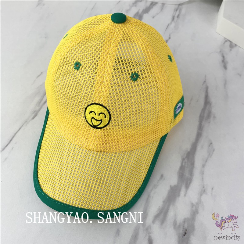 Mũ lưỡi trai phối lưới thêu họa tiết hoạt hình phong cách Hàn Quốc thời trang mùa hè dành cho bé