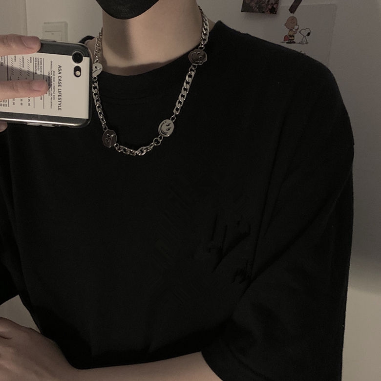 Dây chuyền mặt hình mặt cười phong cách hip hop dễ phối thời trang cho nam và nữ