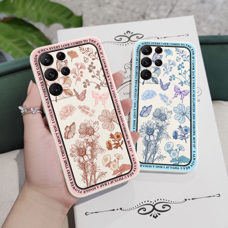 Ốp Điện Thoại Họa Tiết Hoa Vintage Sáng Tạo Cho Samsung Galaxy S23 S22 Ultra Plus