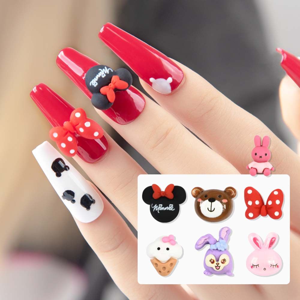 [Hàng mới về] Phụ Kiện Hạt Trang Trí Móng Tay Hình Thú Hoạt Hình 3D Diy