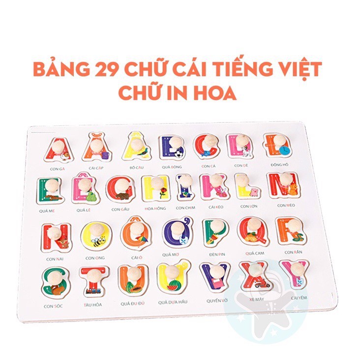Bảng Núm Gỗ Học Tiếng Việt Cho Bé- Hàng tốt màu đẹp