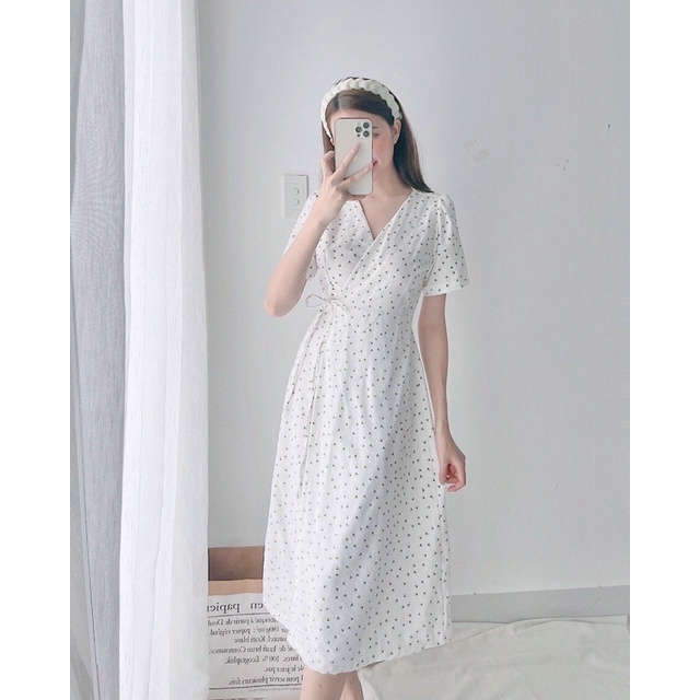 ĐẦM HOA ĐẮP CHÉO THẮT EO🌸 (Kèm mẫu chụp thật tại shop)