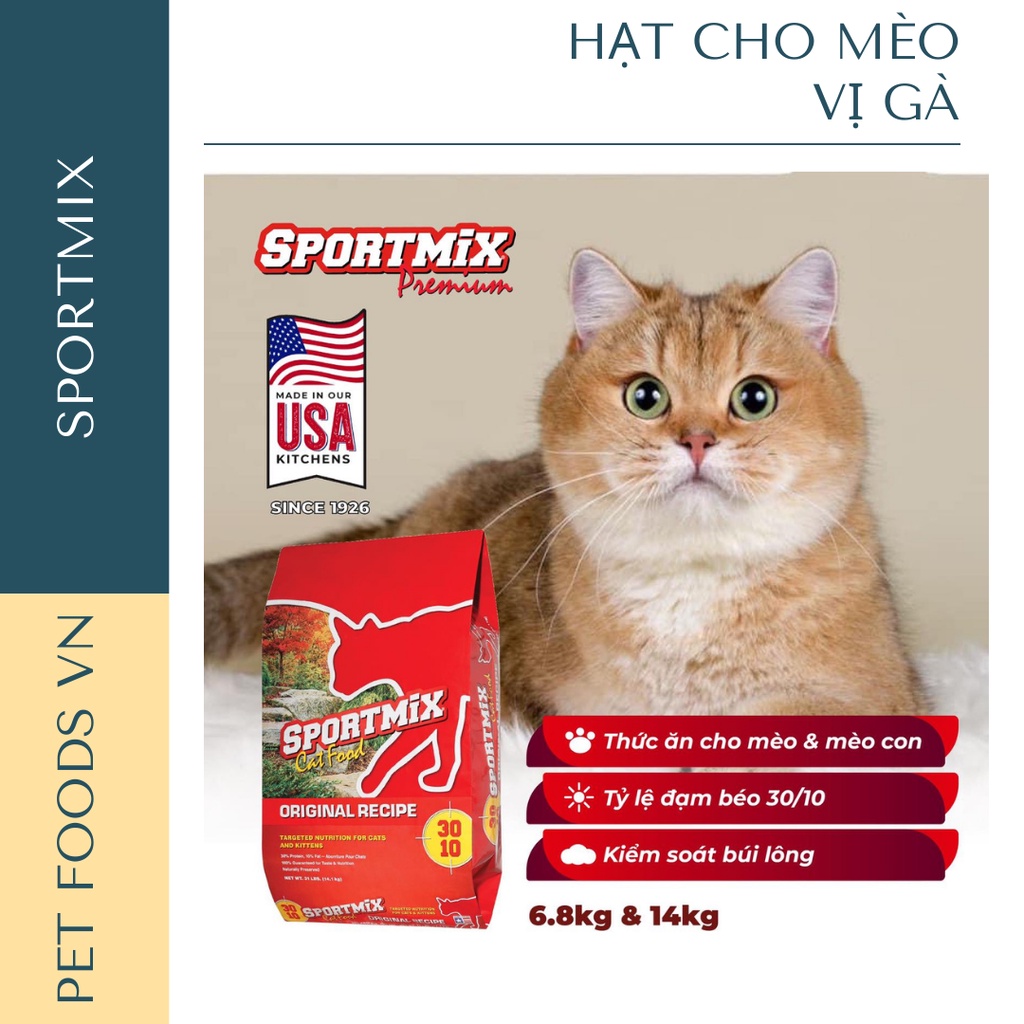 [Mã 55FMCGSALE1 giảm 10% tối đa 40K đơn 250K] Hạt cho mèo SPORTMIX Original Recipe 1kg vị Gà