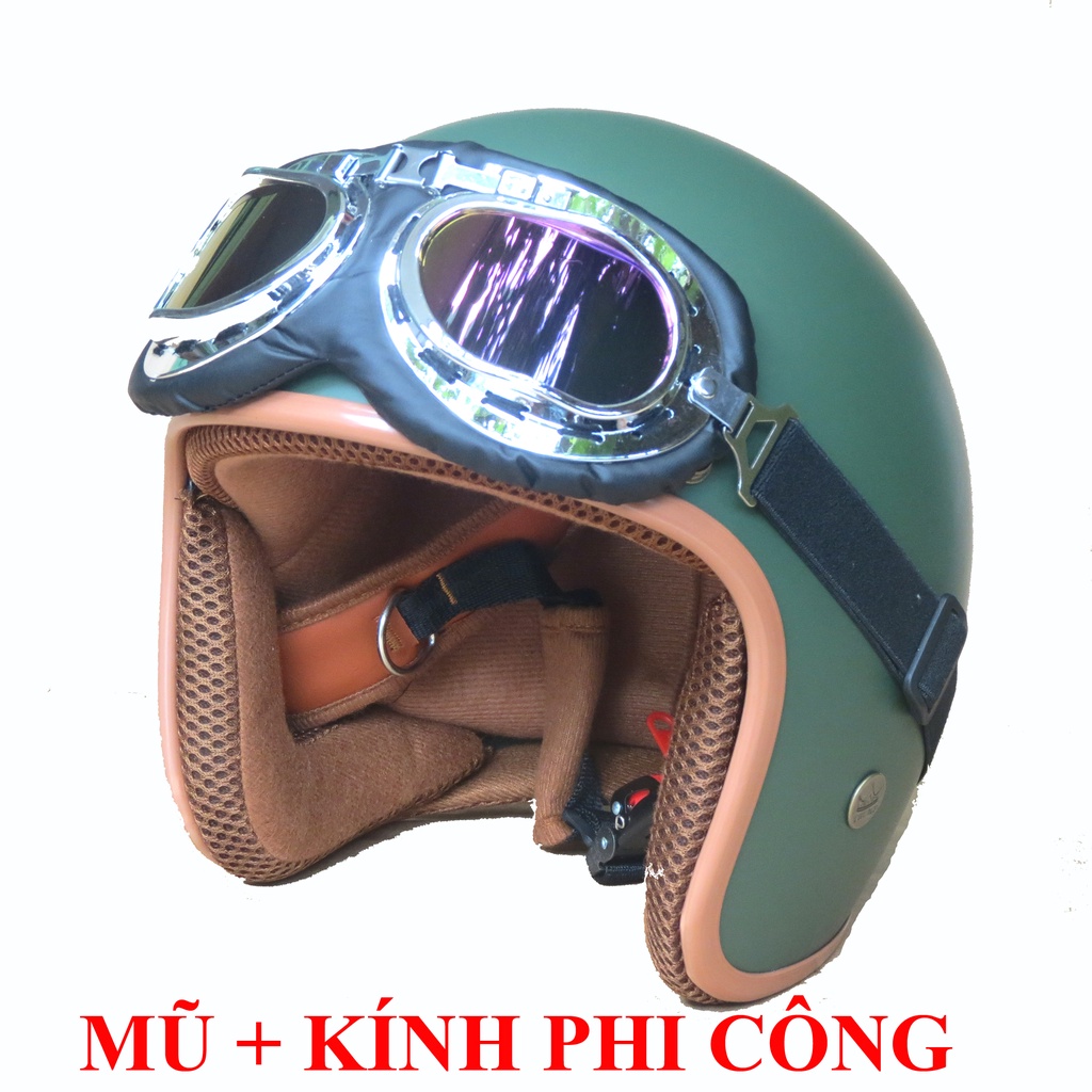 Mũ bảo hiểm 3/4 nón bảo hiểm 3/4 NTMAX xanh rêu nhám