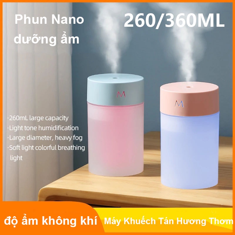 Máy khuếch tán tinh dầu Tạo Độ Ẩm Không Khí 260/360ML Tích Hợp Đèn LED
